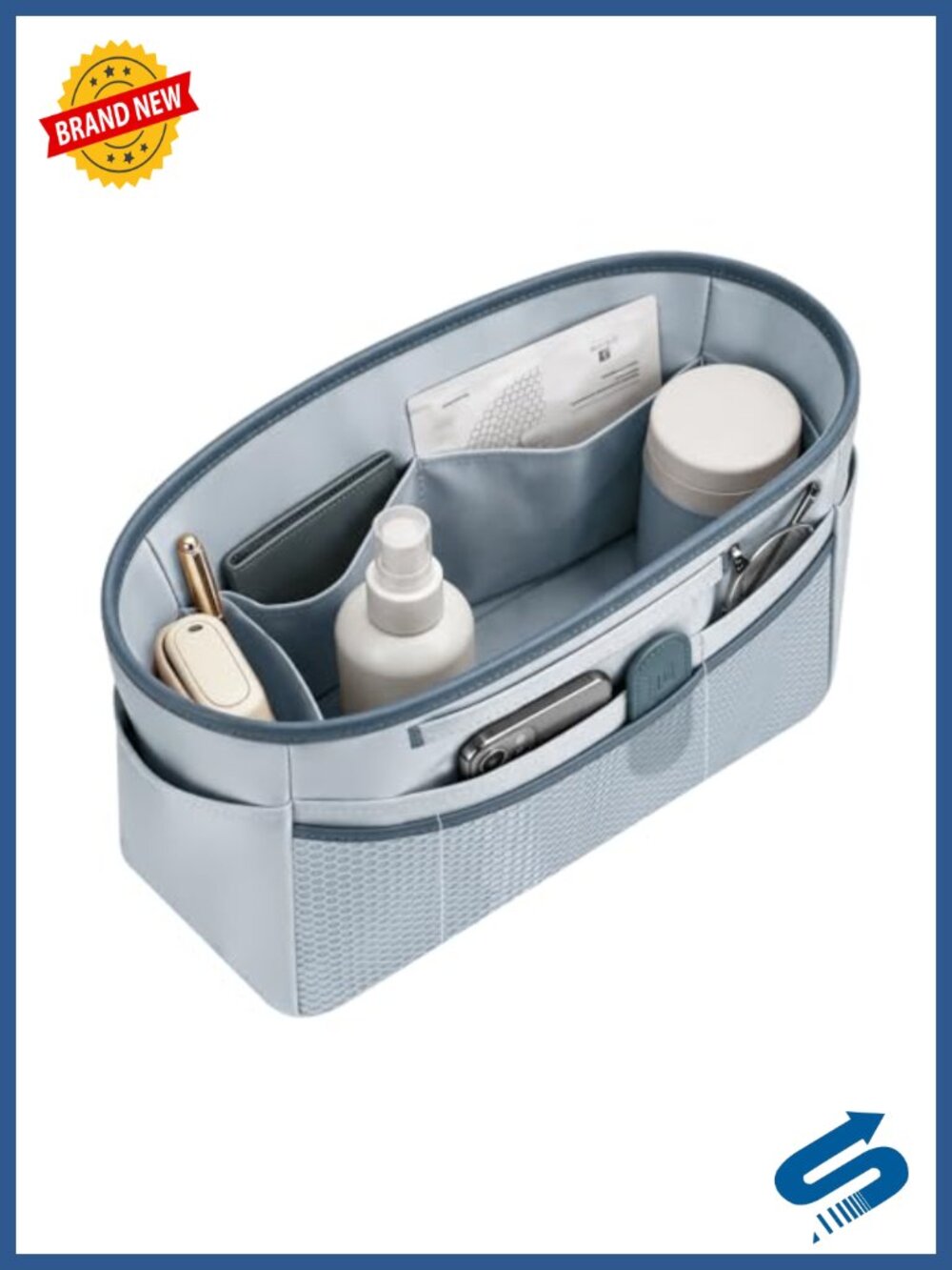 Purse Organizer Insert for Tote Bag, 14.5 Inch Satin Bag Organizer, Multi